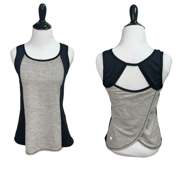 Lululemon Women's Size 6 Run Speed Squad Tank Top Tonka Strip Cashew / Black - Picture 1 of 7